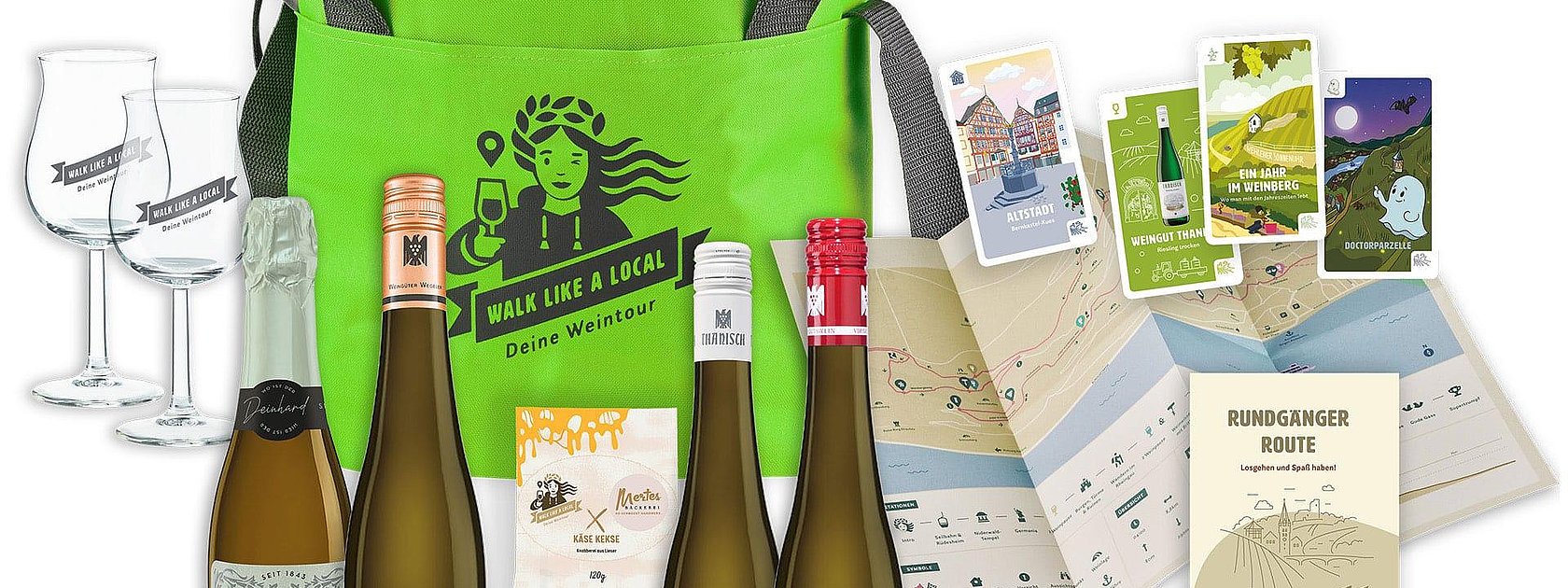 Weinrucksack und Inhalt Walk like a local