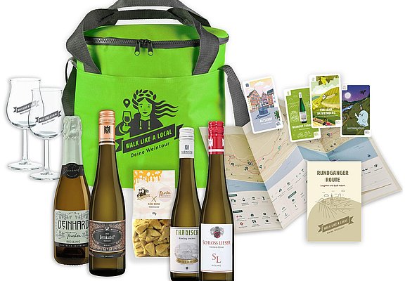 Weinrucksack und Inhalt Walk like a local