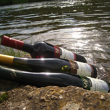Weinflaschen in derMosel